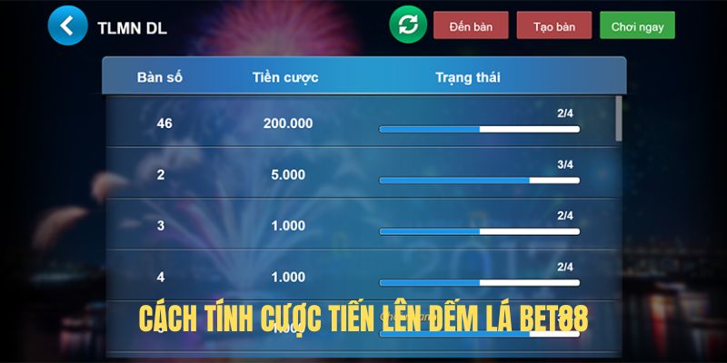 Cách tính cược Tiến Lên Đếm Lá BET88